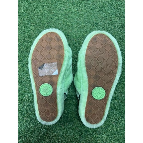 UGG Fluff Yeah‎ Slide Sandal Womens 10 Green Cozy Sheepskin Slipper S/N 1095119 - Picture 2 of 6